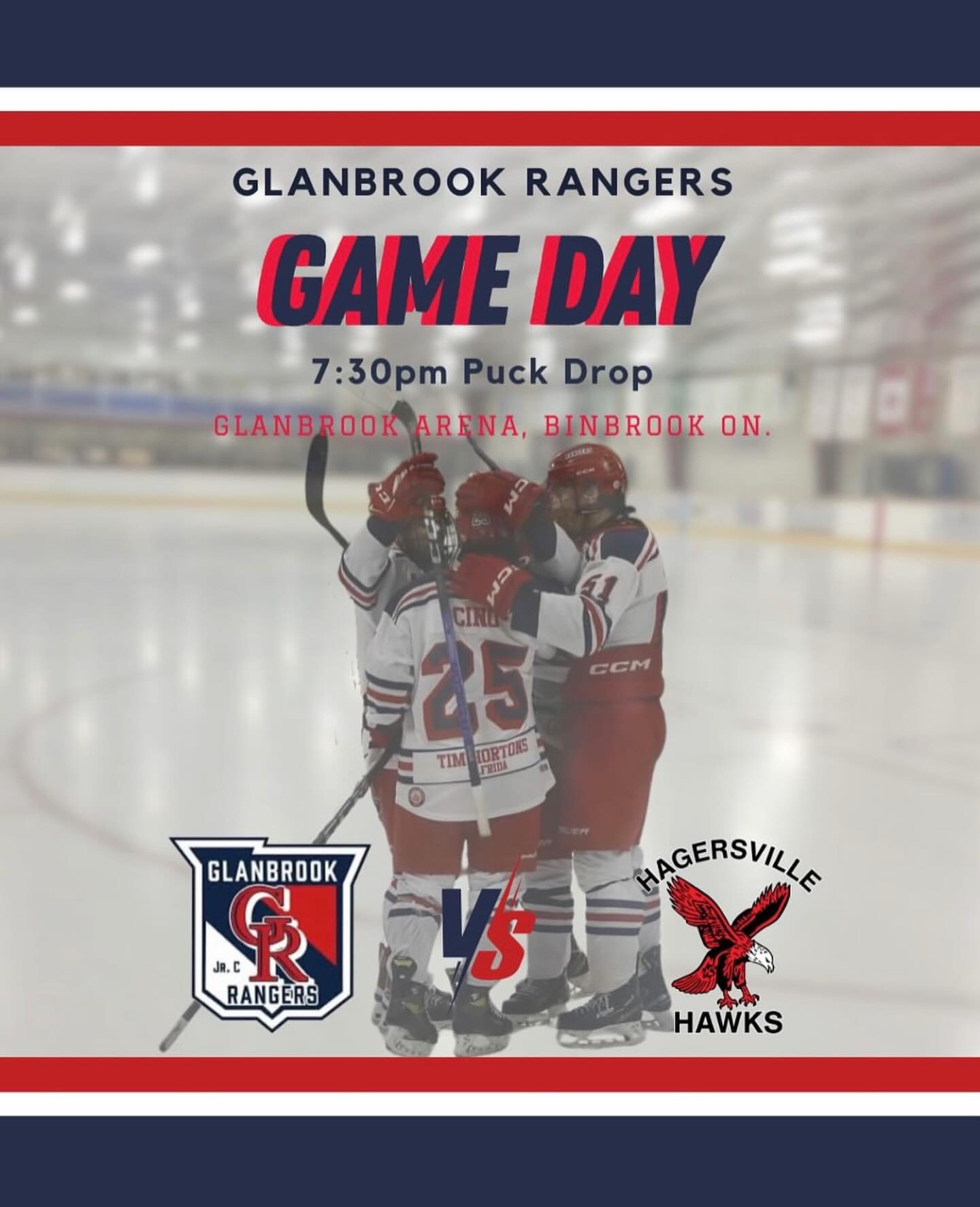 IT’S GAME DAY!! The Rangers are looking to keep their winning streak alive. First matchup of the week is against the Hawks. Puck drop is 7:30pm at Glanbrook Arena. GOO RANGERSSS!!