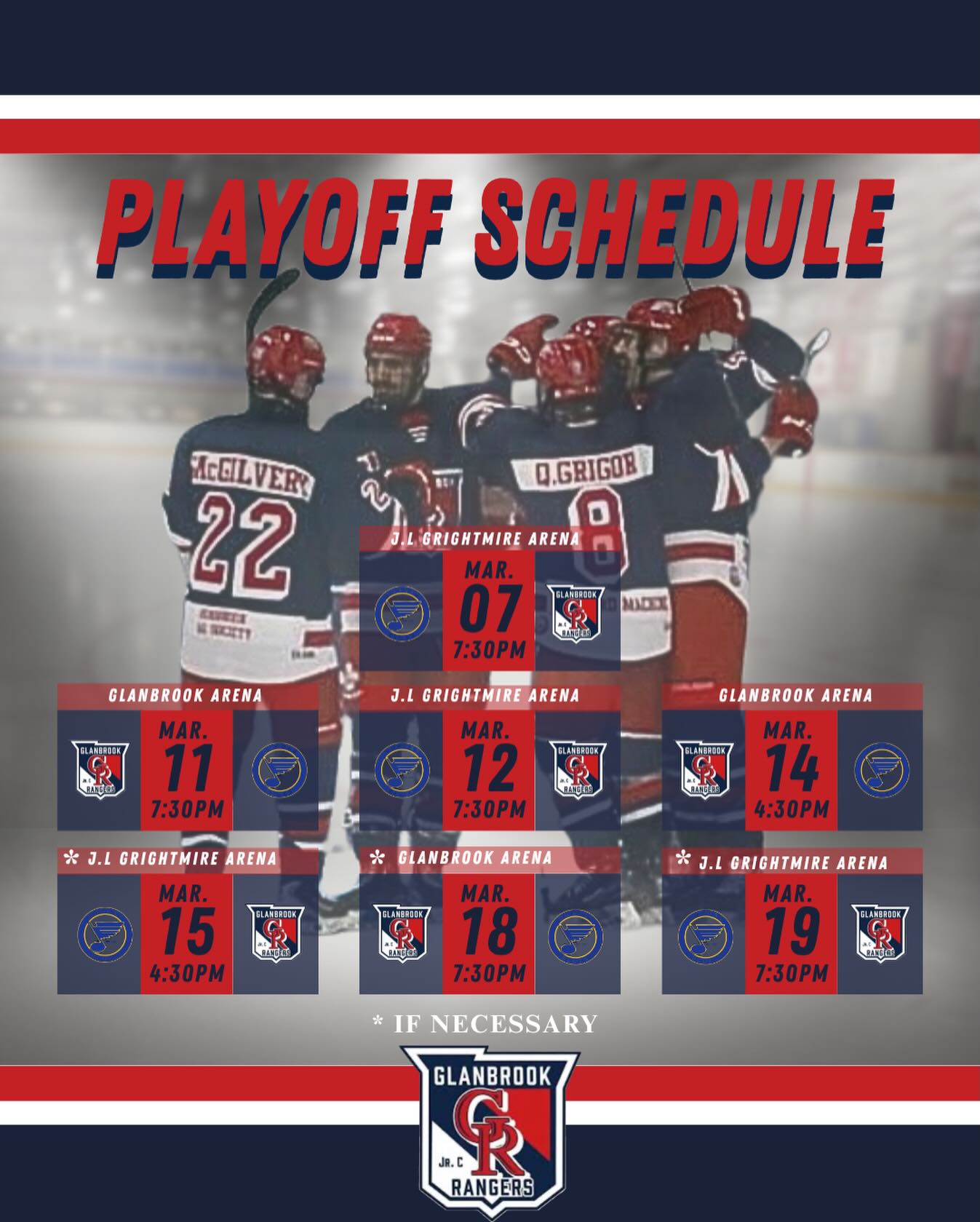 Round 2 Schedule. Let’s Go Rangers!