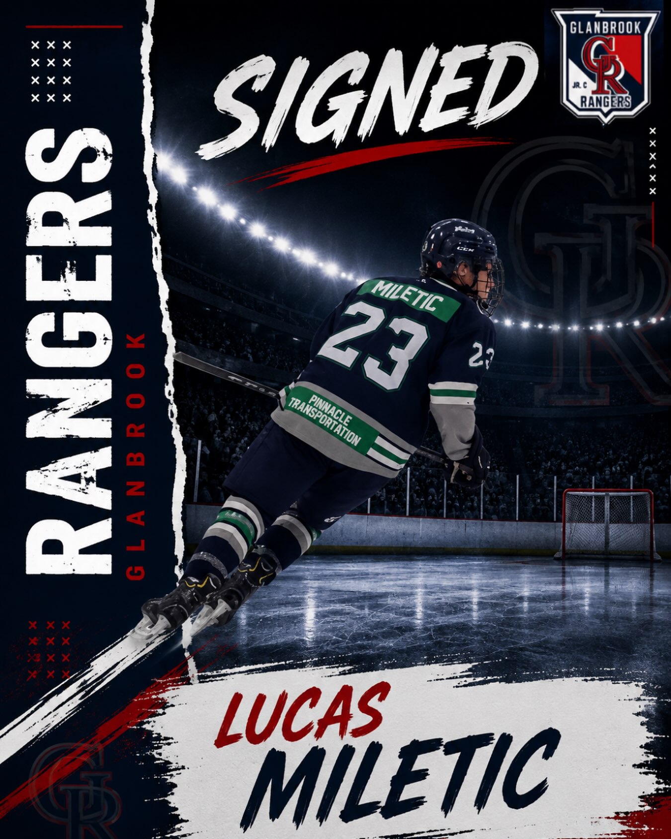 The Glanbrook Rangers are excited to announce the signing of Lucas Miletic, who joins our organization from the Schmalz Cup 2026 Champion, Fergus Whalers.

Lucas brings size, experience, leadership, and a strong two-way presence to the Rangers lineup. He understands how to use his size effectively to create space on the ice, opening opportunities for both himself and the teammates around him.

Lucas also arrives in Glanbrook with the experience of being part of a Schmalz Cup championship team with the Fergus Whalers. That experience has given him an understanding of what it takes to contribute to a successful group and compete when the games matter most.

We look forward to seeing Lucas bring that experience and work ethic to Glanbrook this season.

Welcome to the Rangers family, Lucas!