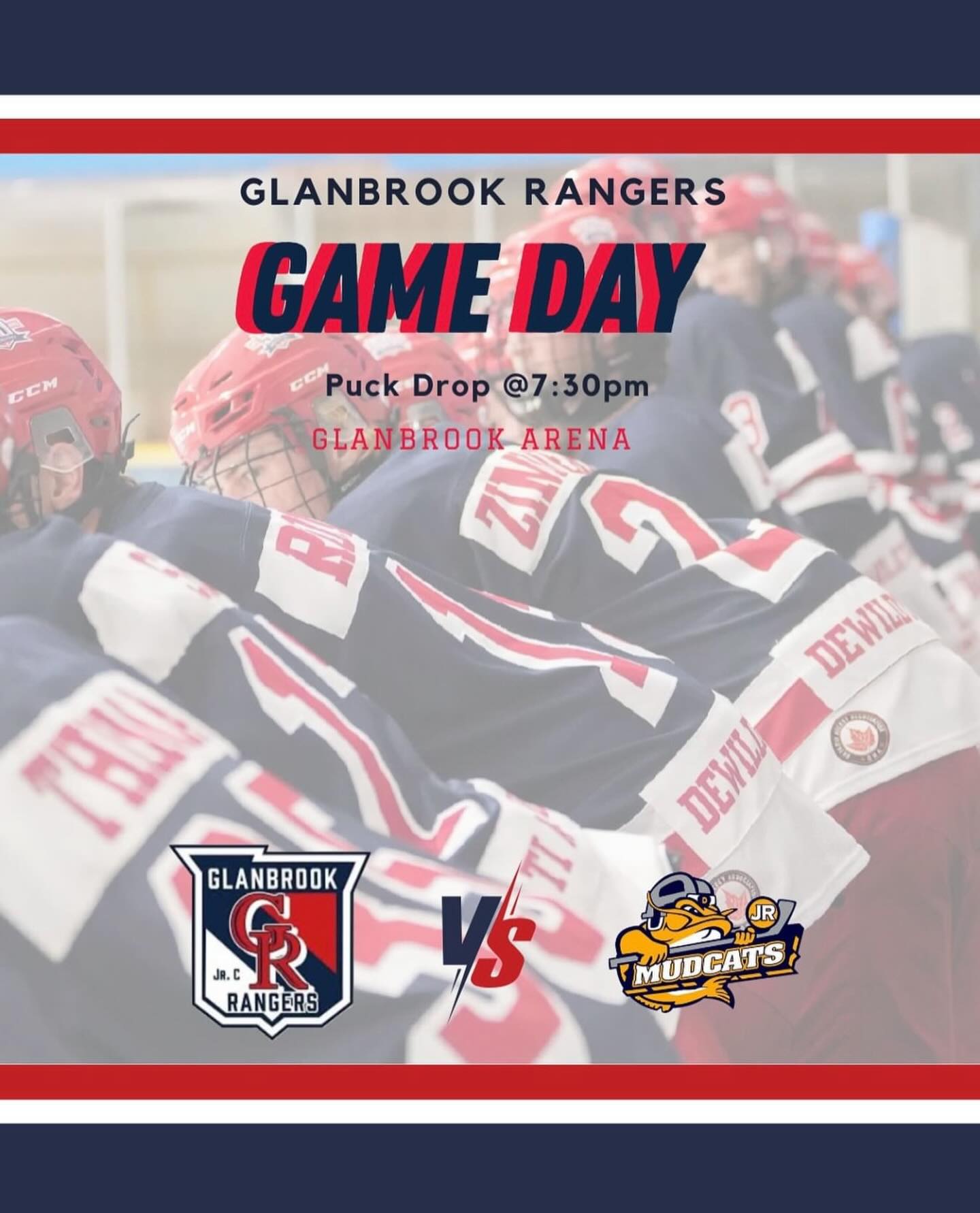 IT’S GAME DAY!!!! Only 4 games left for 2025, the Rangers are hoping to win them to finish out the year strong. First matchup: Dunnville Mudcats. Enjoy a night of good hockey at Glanbrook Arena. Puck drop @7:30pm. GOO RANGERS!!!!