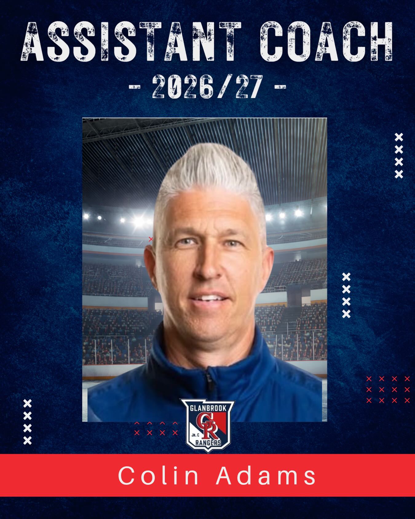 The Glanbrook Rangers are excited to announce Colin Adams as Assistant Coach for the 2026–27 season.

Born and raised in Binbrook, Colin brings a wealth of playing and coaching experience to the Rangers bench. He played six seasons with the organization from 1993–1999, serving as captain of all three teams that captured three consecutive Ontario Championships. During his playing career, he was twice named the league’s Best Defenceman.

Following his playing career, Colin spent five seasons as an Assistant Coach before continuing his coaching journey with the Glancaster Bombers U16 AA program.

A proven leader with a passion for player development, Colin is committed to building a strong team culture while helping players grow their skills, confidence, and understanding of the game. His dedication to developing athletes both on and off the ice will be a valuable asset to our organization.

Please join us in welcoming Colin Adams to the Glanbrook Rangers coaching staff.