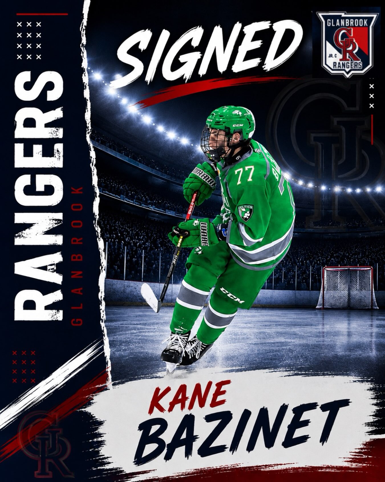 The Glanbrook Rangers are excited to announce the signing of hometown player Kane Bazinet, who joins the Rangers from the Glancaster Bombers U18 AA.

Kane is a high-energy player who brings grit, toughness, and a strong competitive attitude every time he steps onto the ice. He is willing to battle for pucks, compete in difficult areas, and play the type of hard-working game that makes an impact throughout a lineup.

We are excited to see Kane bring his energy, grit, competitive attitude, and team-first approach to the Rangers lineup this season.

Welcome to the Rangers family, Kane!